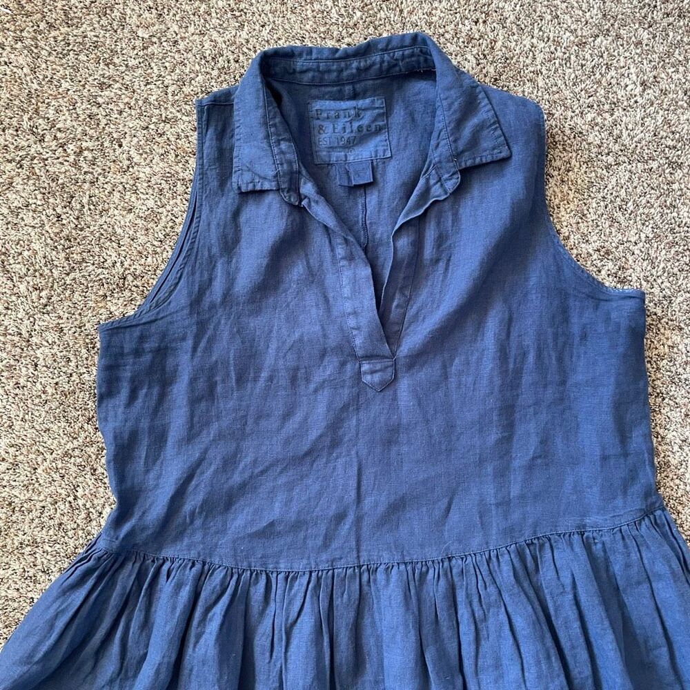 Frank & Eileen Daphne Sleeveless Popover Dress navy blue women’s size Large - Picture 4 of 10